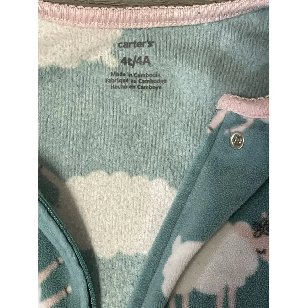 Carters Baby Girl Fleece Zippered One Piece Footie Pajama Sheep Print 4T